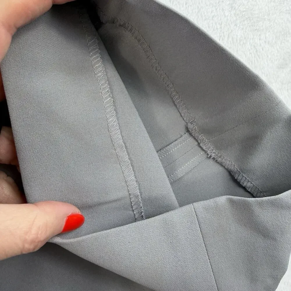 Giorgio Armani Sz 10 Silk Wide Leg Pants Gray Italian‎ Satin ALTERED Designer